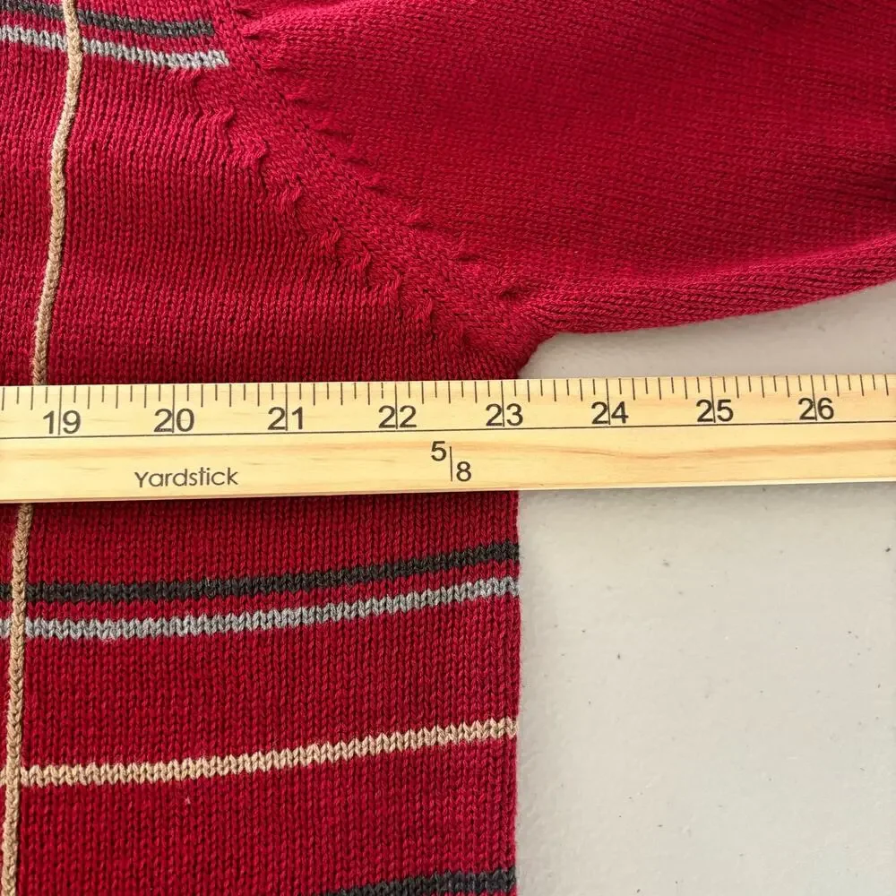 OSCAR‎ DE LA RENTA Mens Large Sweaters NWT Jumper Red Knit Check Crew Pullover